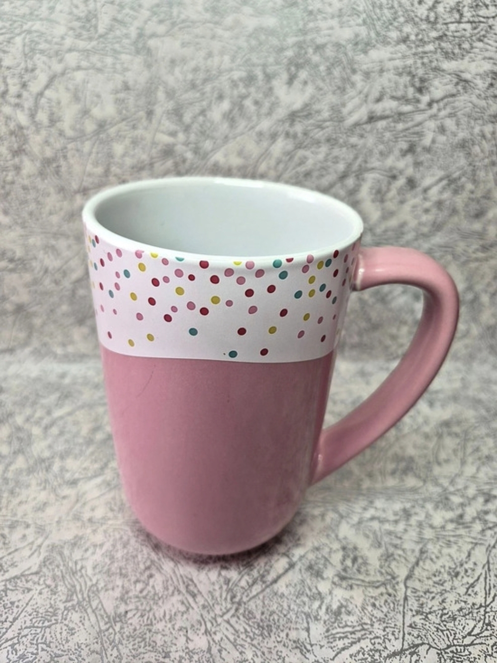 Retired David's Tea Nordic Mug Pink & White Polka Dot